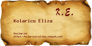 Kolarics Eliza névjegykártya